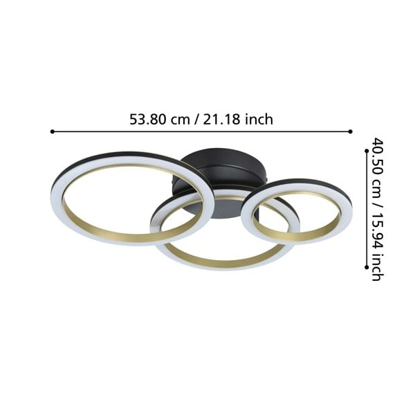 EGLO Calliera Black And Brass Steel LED Circle Modern Ceiling Light