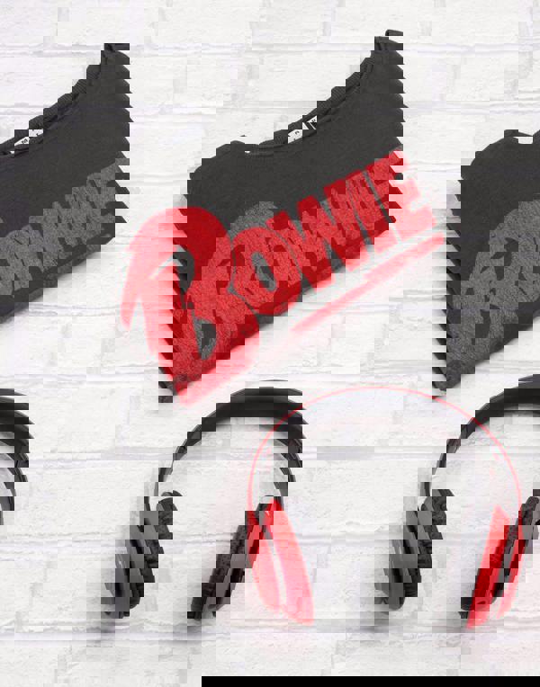 Amplified Clothing Womens Grey David Bowie Cropped Short Sleeved T-Shirt