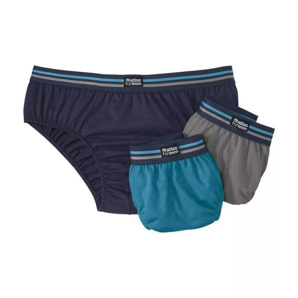 Atlas For Men Mens Comfort Briefs (Pack of 3) - Blue/Grey/Navy Blue