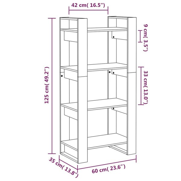 Berkfield Book Cabinet/Room Divider 60x35x125 cm Solid Wood