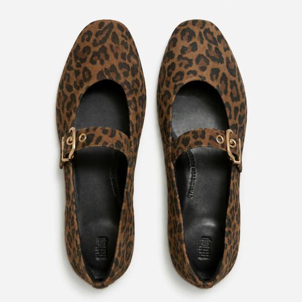 FitFlop DELICATO SUEDE LEOPARD Mary Jane in Brown