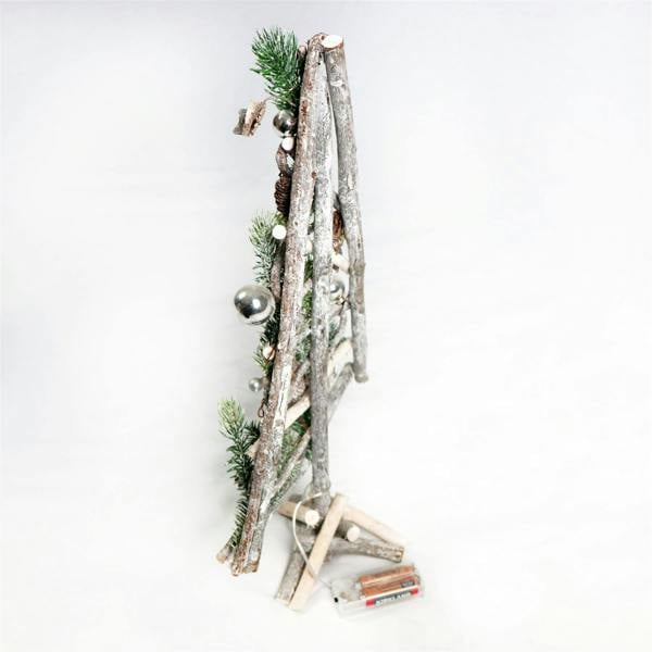 48cm Wooden Tree Decoration with 20 Warm White LEDs, Rustic Indoor Christmas Display image 6