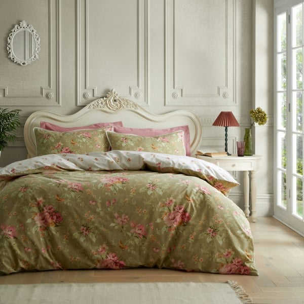Bridgerton by Catherine Lansfield Penelope Floral Reversible Duvet Cover Set