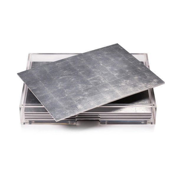 Grand Matbox Clear Silver Leaf Chic Matte Silver - Posh Trading Company  - Interior furnishings london