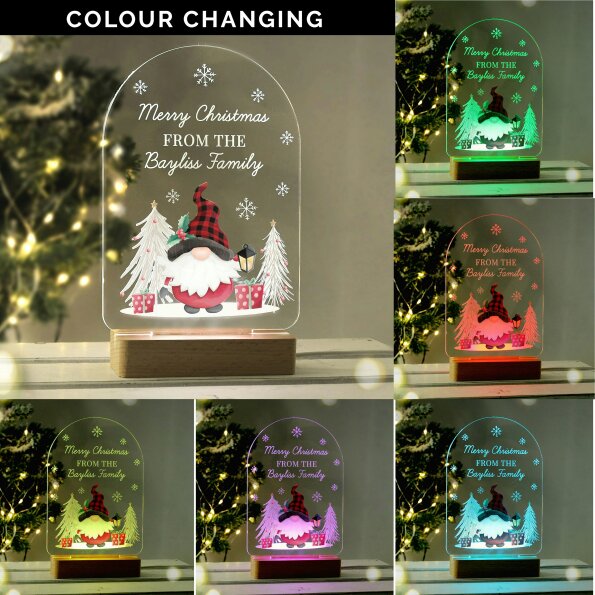 Personalised Memento Company Personalised Gonk Wooden Based LED Christmas Light
