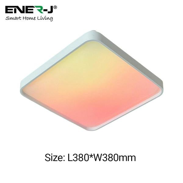 ENER-J 40W Scenic Surface LED Ceiling Light with multiple built-in modes, CCT+RGBIC, Square, Size: 380x380mm