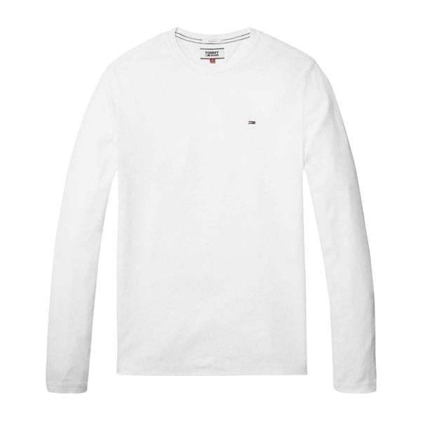 Tommy Jeans Mens Original Long-Sleeved T-Shirt - White - 