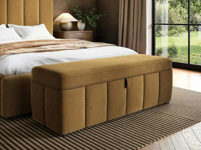 Emilie Caramel Velvet Blanket Box