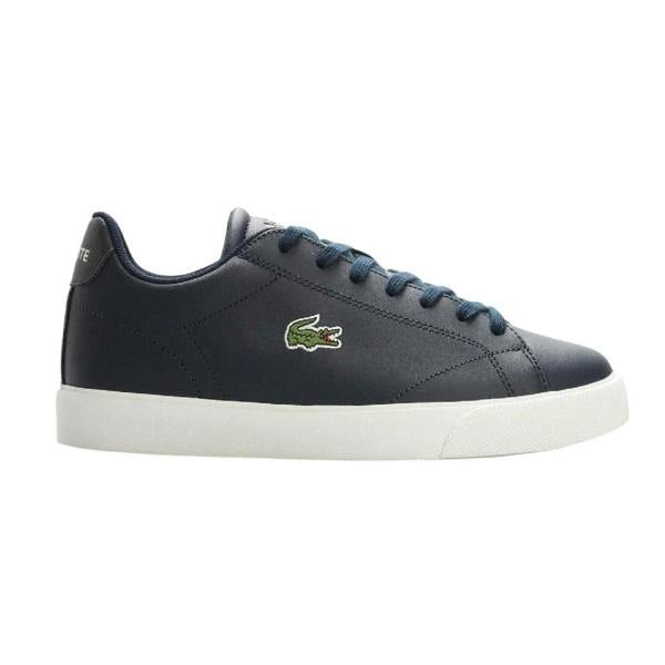 Lacoste Mens Lerond Set Croc Leather Flat Trainers - Navy/White - 