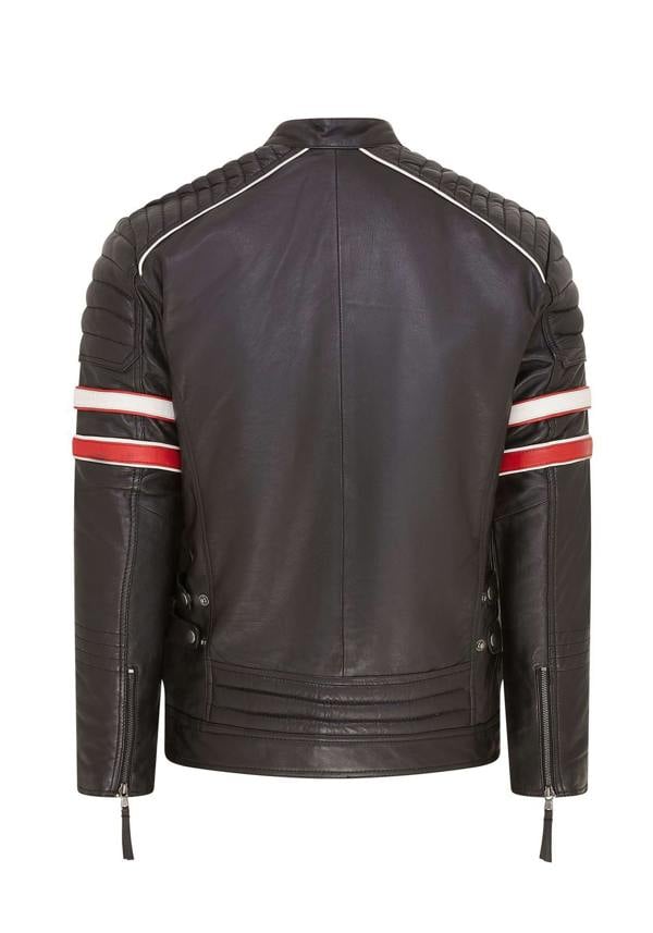 Infinity Leather Mens Quilted Leather Biker Racing Jacket- Brevik