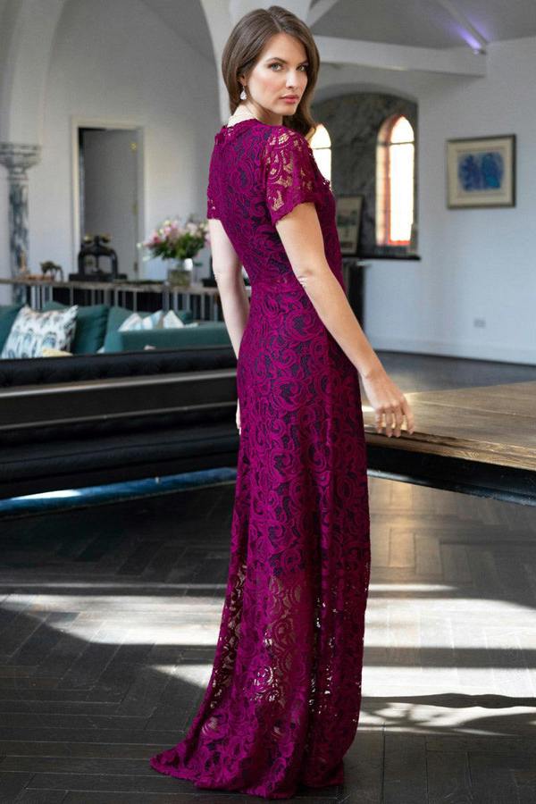HotSquash V Neck Lace Maxi Dress