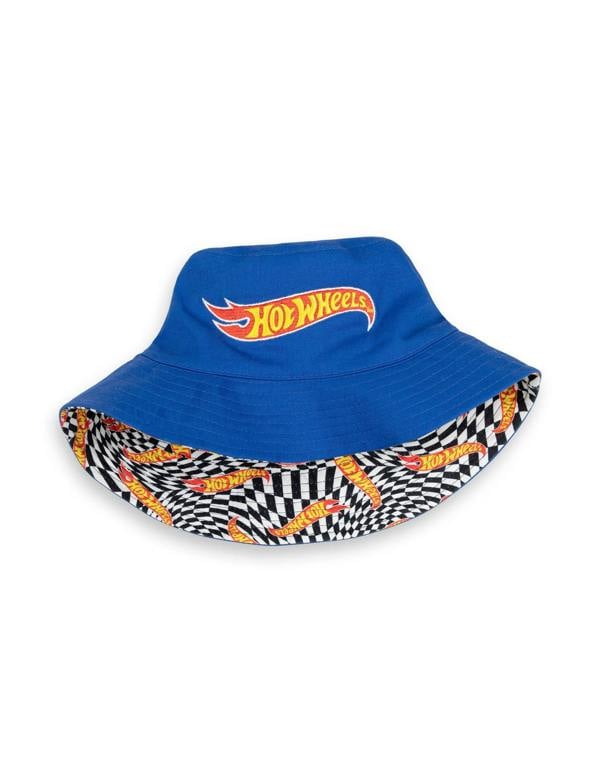 Hot Wheels Boys Multicoloured Logo & Checkerboard Reversible Bucket Hat (One Size)