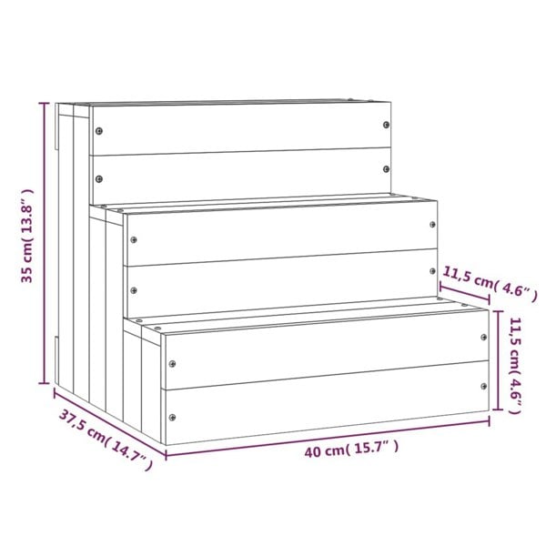 Berkfield Pet Stair 40x37.5x35 cm Solid Wood Pine