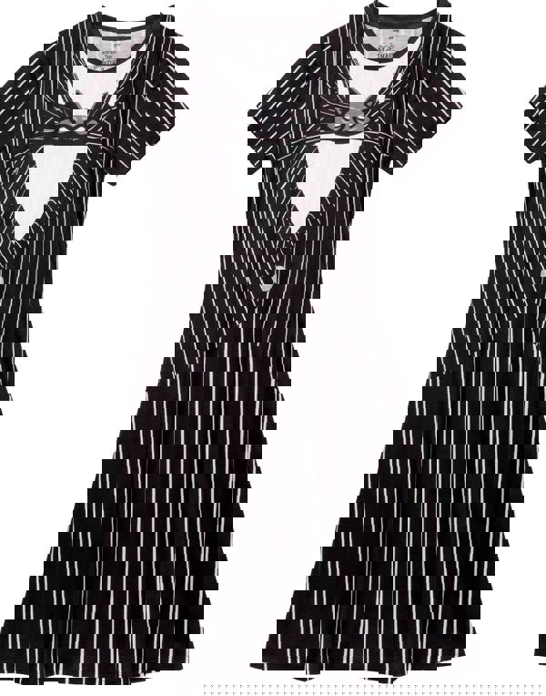 Disney The Nightmare Before Christmas Womens Black Jack Skellington Short Sleeve Skater Dress