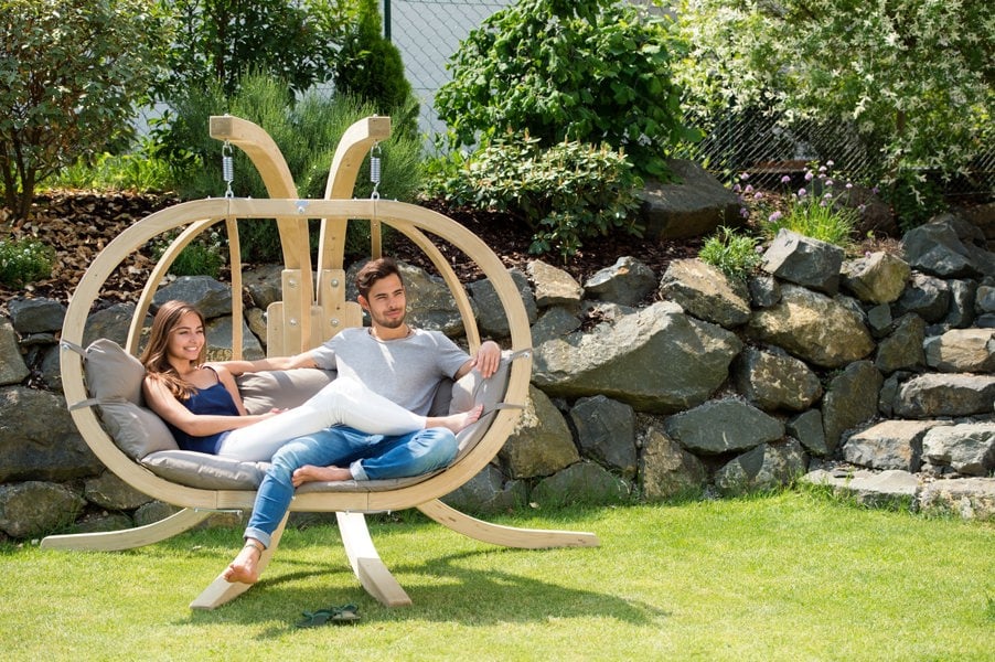 Amazonas Globo Royal Double Hanging Egg Chair & Stand Set - Taupe