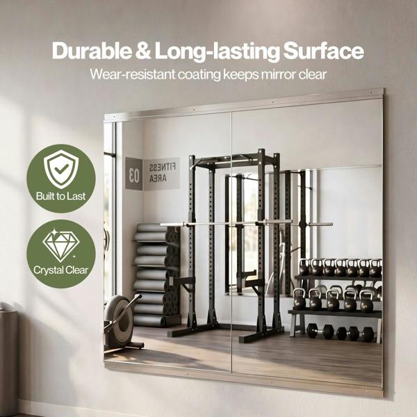 Yezi Home Gym Mirrors Wall Mounted Large Full Body Mirror 2 PCS 120cm x 60cm