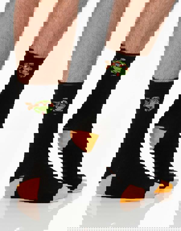 Teenage Mutant Ninja Turtles Mens Black Calf Socks Set of 5