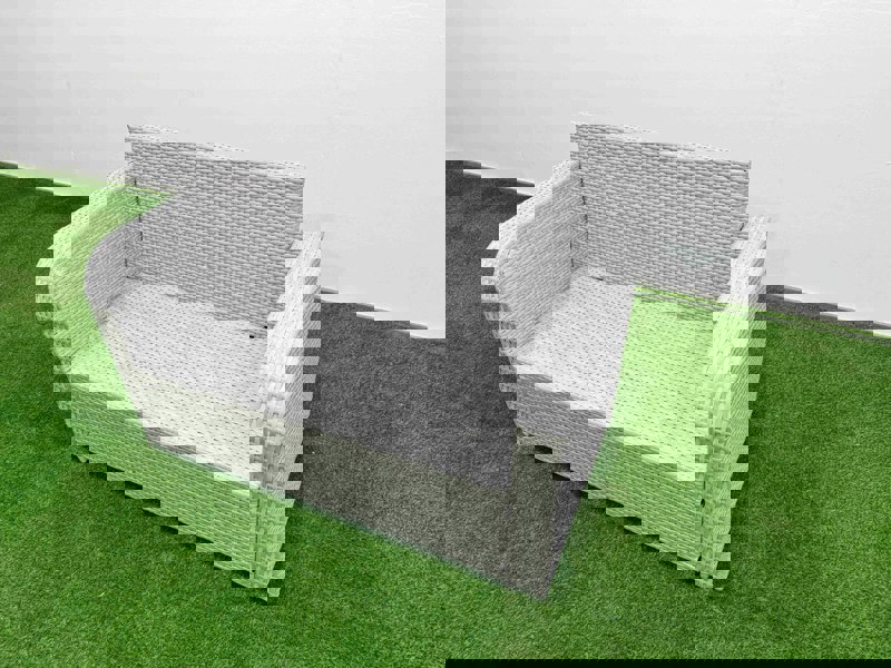 Fimous  6 Seater PE Wicker Rattan Furniture Sofa Sets with Rectangular Coffee Table 2 Seater Love Sofa Light Grey