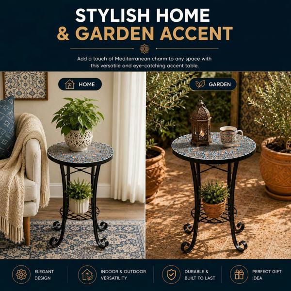 35cm Cairo Mosaic Plant Stand/Side Table image 9