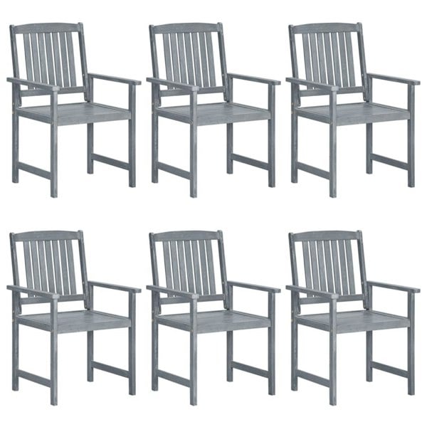 Berkfield Garden Chairs 6 pcs Solid Acacia Wood Grey
