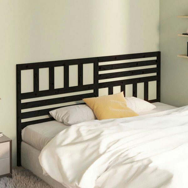 Berkfield Bed Headboard Black 206x4x100 cm Solid Wood Pine