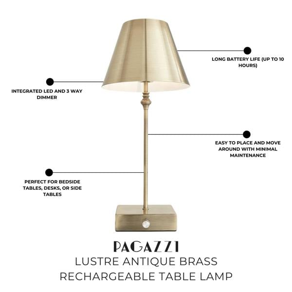 Lustre Antique Brass Rechargeable Table Lamp