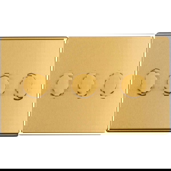 3 Gang Rotary Dimmer Switch 2 Way LED SCREWLESS SATIN BRASS Light Dimming Wall