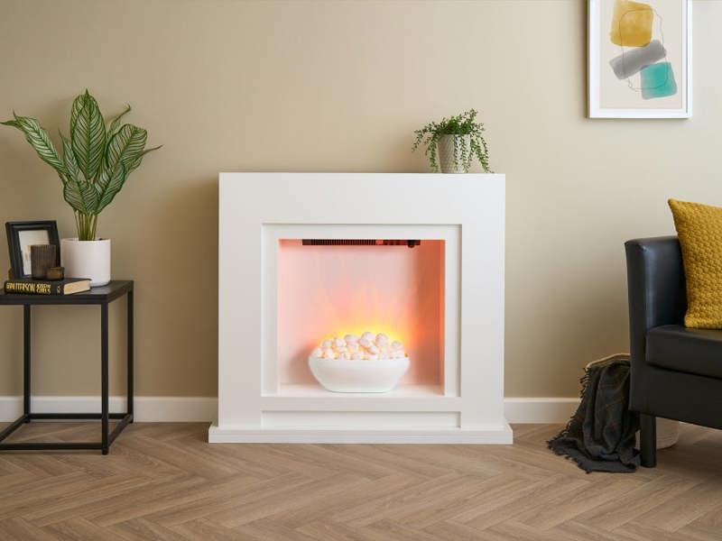 Sureflame Mondrian Electric Fireplace Suite in White