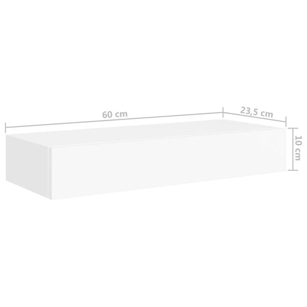 Berkfield Wall-mounted Drawer Shelf White 60x23.5x10 cm MDF