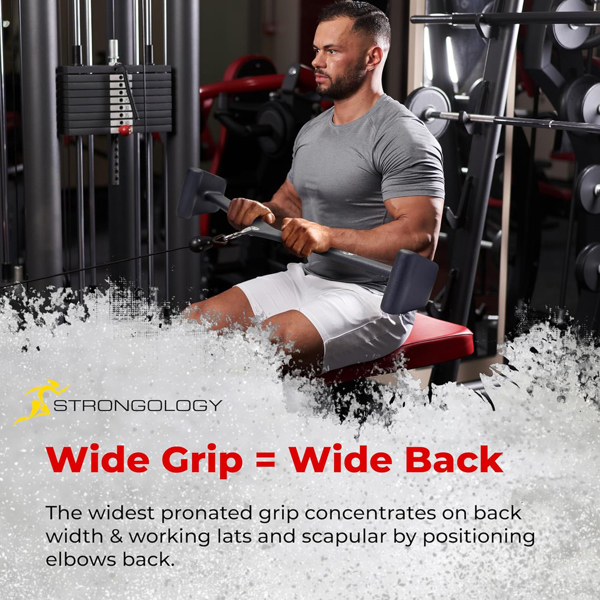 Strongology POWERPULL Lat Bar Pull Down Bar Attachments, Workout Accessory