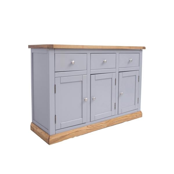 Cabinet Bits Biccari Grey 3 Drawer 3 Door Sideboard Chrome Knob