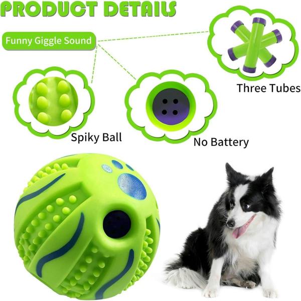 Dyzi Interactive Dog Sound Ball 8.8cm Durable Giggle Chew Toy Green