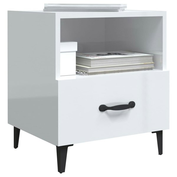 Berkfield Bedside Cabinets 2 pcs High Gloss White Engineered Wood