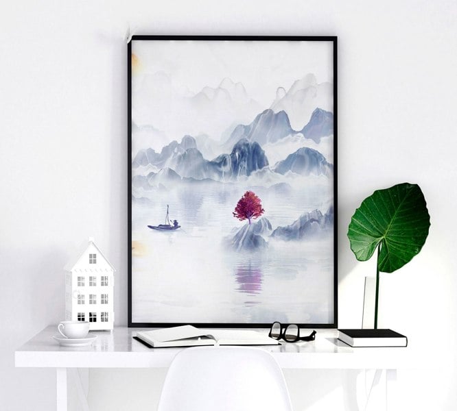 Big wall paintings for living room | set of 3 Japanese wall art