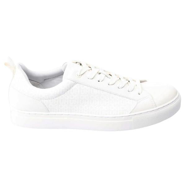 Hugo Mens Morrie Tonal Monogram Faux Leather Trainers - White - 