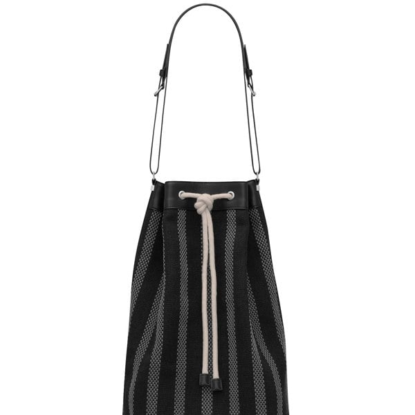 Saint Laurent long bucket bag in black and grey woven canvas