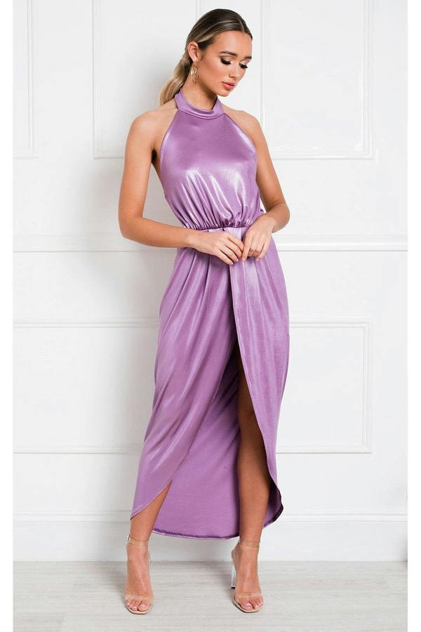 Serena Halterneck Backless Maxi Dress - Lilac