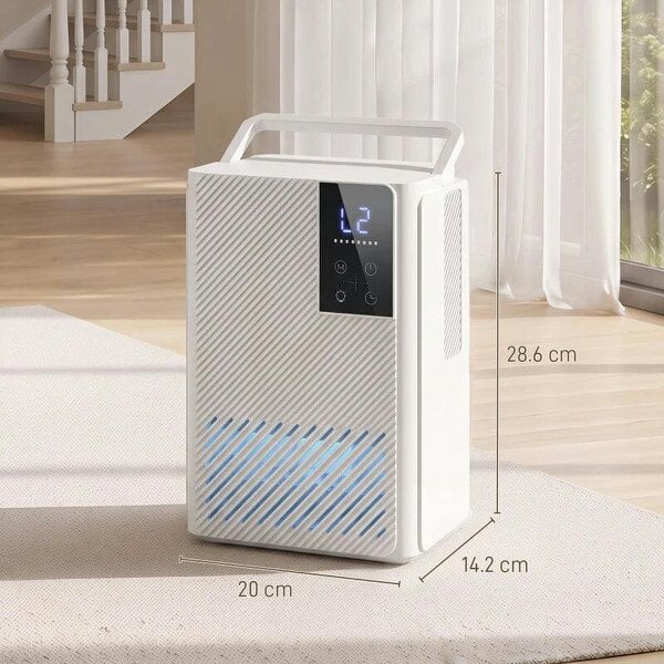 Bobobiy 400mL/Day Small Dehumidifier, RGB Mood Lights, 24H Timer, LED Display, Dehumidifier for Home Damp, White