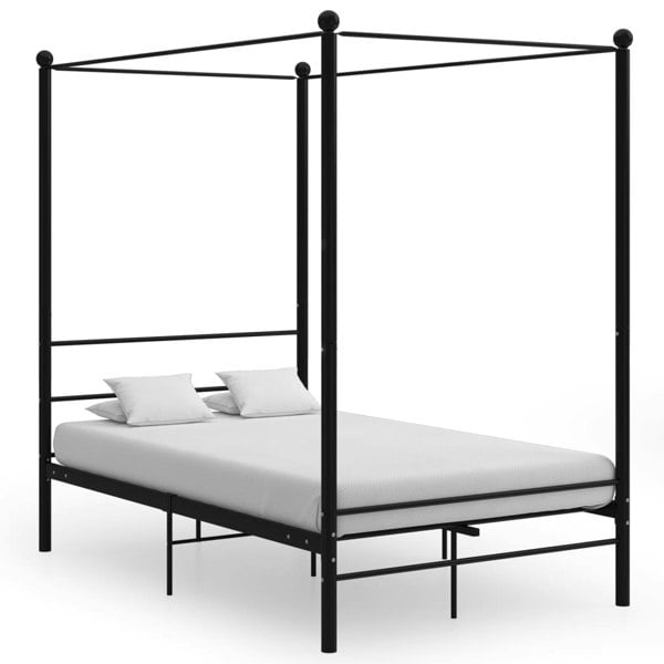 Berkfield Canopy Bed Frame Black Metal 140x200 cm