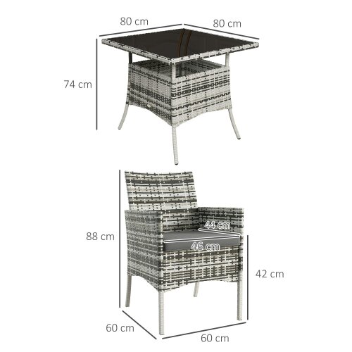 Wyld Haus Hayosa Yoka Rattan Grey 4 Seaeter Garden Dining Set With Cushions