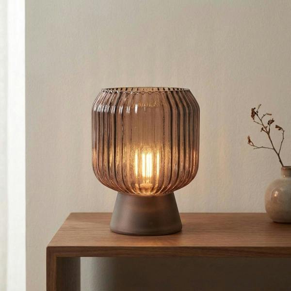 Garden Greatness LED Textured Round Ribbed Glass Lamp