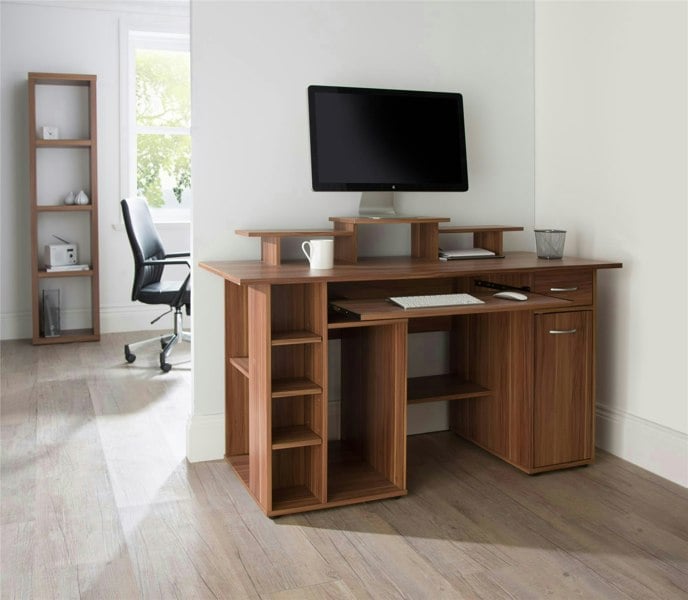 Dorel Home San Diego Computer Desk in Walnut Look
