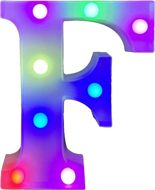 St Helens Battery Operated RGB Letter   With Remote Control Letter F