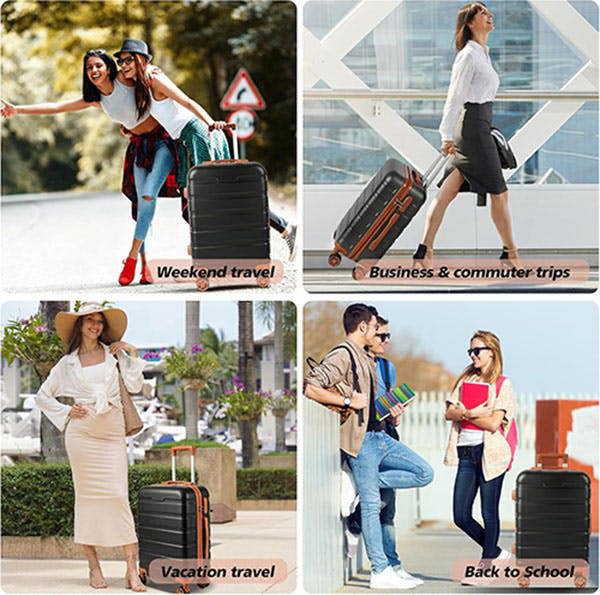 Leaper 20" ABS Carry-On Luggage with Removable Wheels & TSA Lock
