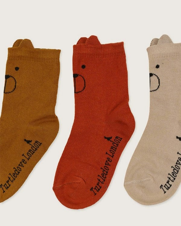 Multicolour Bear Face Print Socks - 3 Pack - image 6