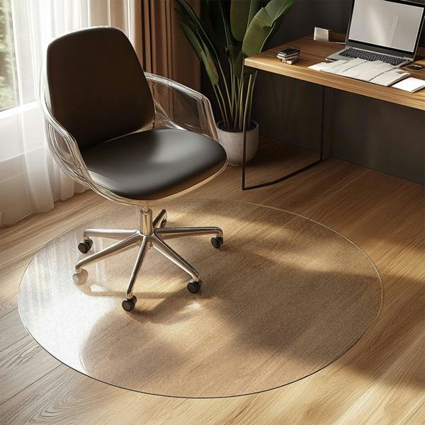 Nicoman Round Chair Mat for Hard Floors - Transparent / Frosted