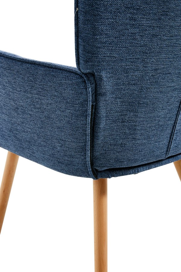 Living and Home Dark Blue Tufted Armchair with Footstool