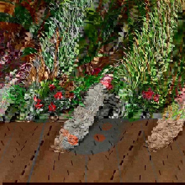 Cheerful Stone Cast Hedgehog with Welcome Sign