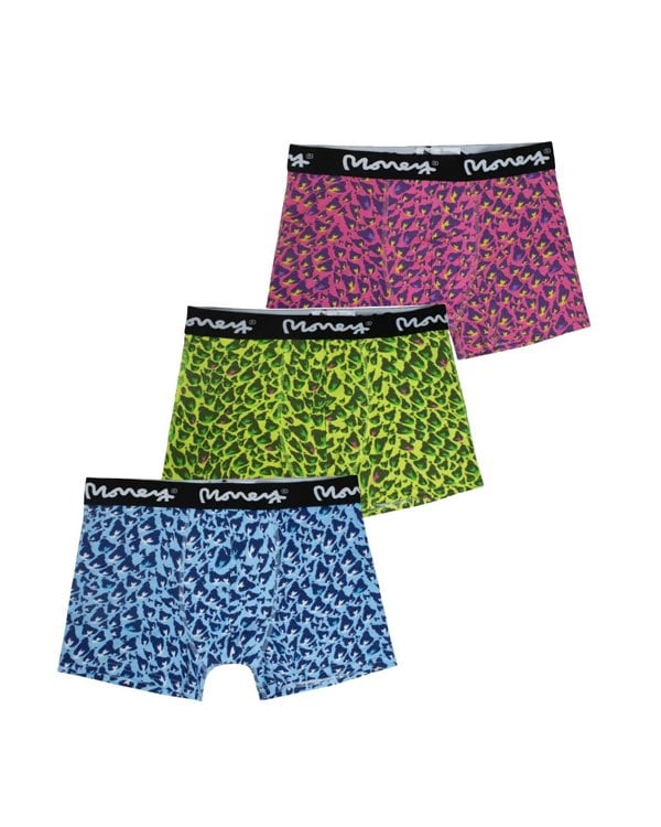Money Techno Cheetah Big Repeat Boxers 3pk White