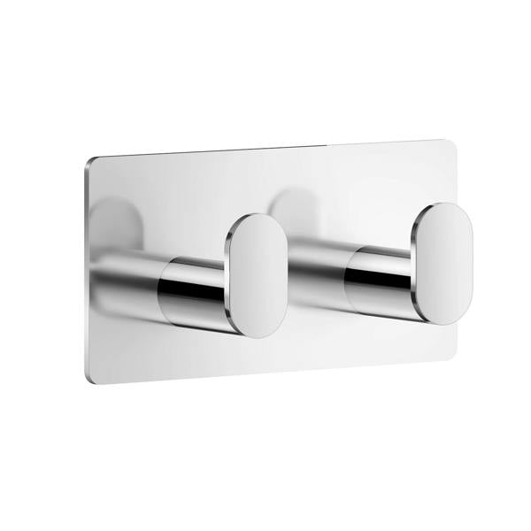 Polished stainless steel double towel hook